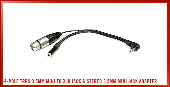 4-pole TRRS 3.5mm Mini to XLR Jack & Stereo 3.5mm Mini Jack Adapter