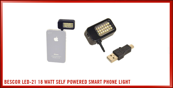 Bescor LED-21 18 Watt Self Powered Smart Phone Light