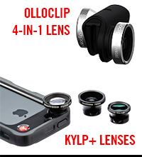 iPhone OlloClip 4-in-1 Lens, Manfrotto Klyp+ Lenses